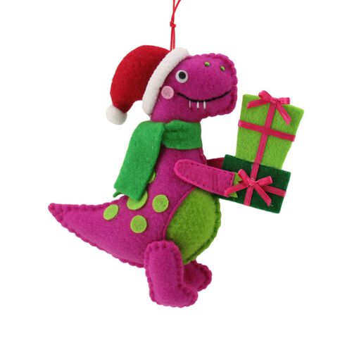 Dinosaur Holding Packages Hot Pink 6 Inch